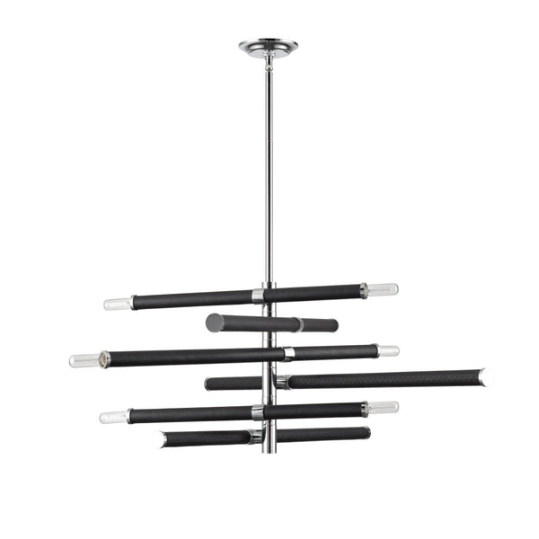 Atlas Crosspiece 39'' Wide 6-Light Chandelier - Matte Black, Adjustable Rods for Modern Living Spaces CL11139-BK