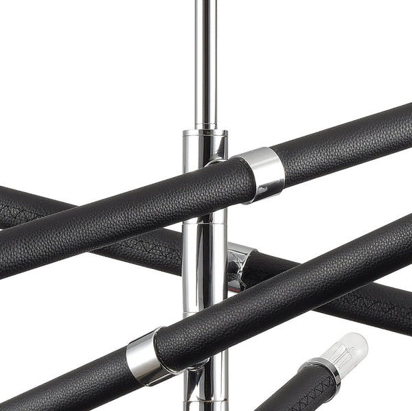 Atlas Crosspiece 39'' Wide 6-Light Chandelier - Matte Black, Adjustable Rods for Modern Living Spaces CL11139-BK