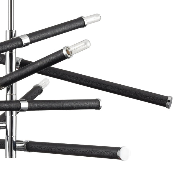 Atlas Crosspiece 39'' Wide 6-Light Chandelier - Matte Black, Adjustable Rods for Modern Living Spaces CL11139-BK