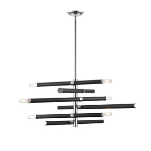 Atlas Crosspiece 39'' Wide 6-Light Chandelier - Matte Black, Adjustable Rods for Modern Living Spaces CL11139-BK