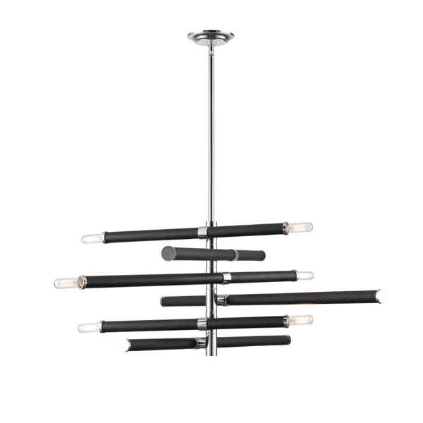 Atlas Crosspiece 39'' Wide 6-Light Chandelier - Matte Black, Adjustable Rods for Modern Living Spaces CL11139-BK