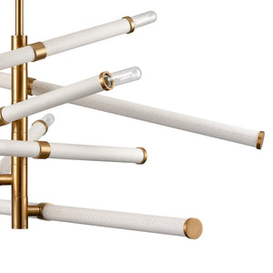 Atlas Crosspiece 39'' Wide 6-Light Chandelier - Modern Sculptural Design with Adjustable Faux-Leather Rods CL11139-WH