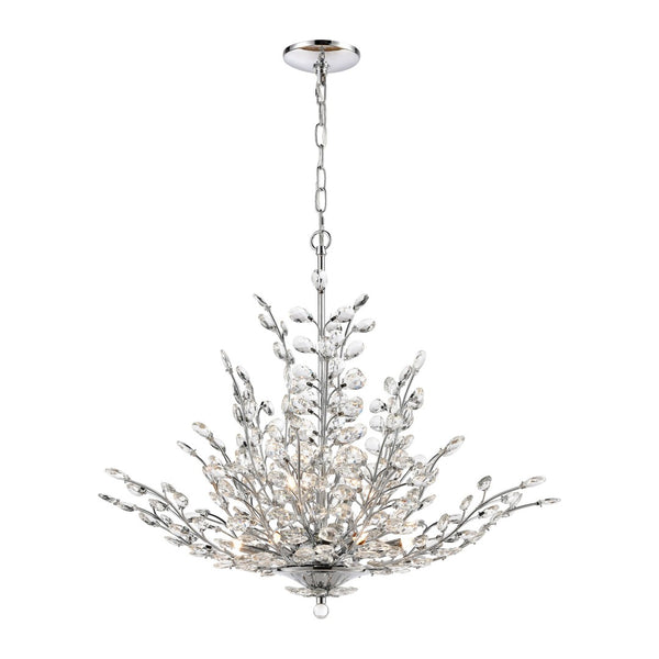 Atlas Crystique 6-Light Chandelier - Nature-Inspired Crystal Design for Sparkling Elegance in Any Room Polished Chrome 30'' CL11142-CH