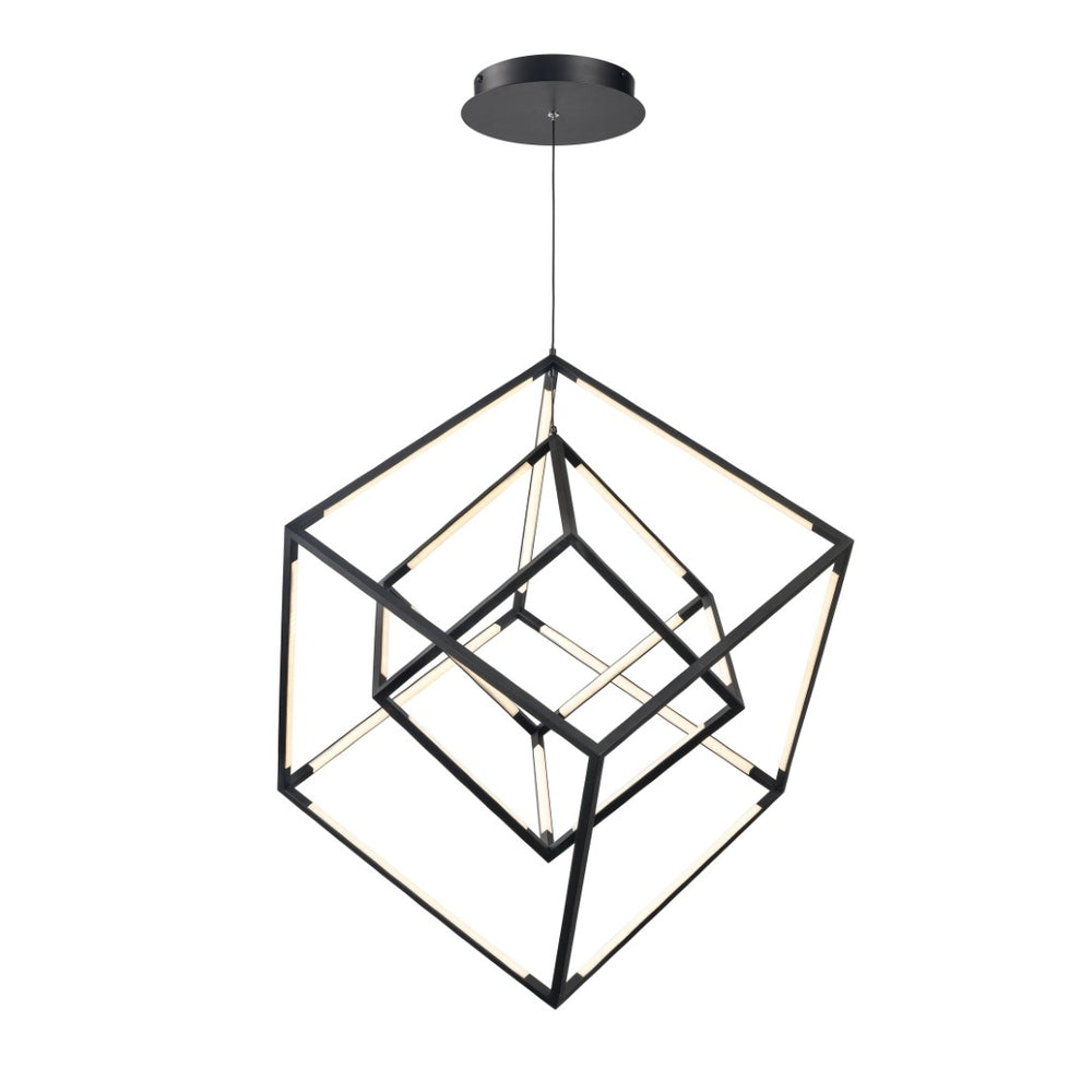 Atlas Cube Squared 17.75'' LED Chandelier - Matte Black, Modern Design for Entryways & Dining Rooms CL11143-BK