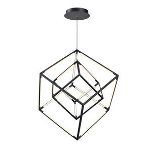 Atlas Cube Squared 17.75'' LED Chandelier - Matte Black, Modern Design for Entryways & Dining Rooms CL11143-BK