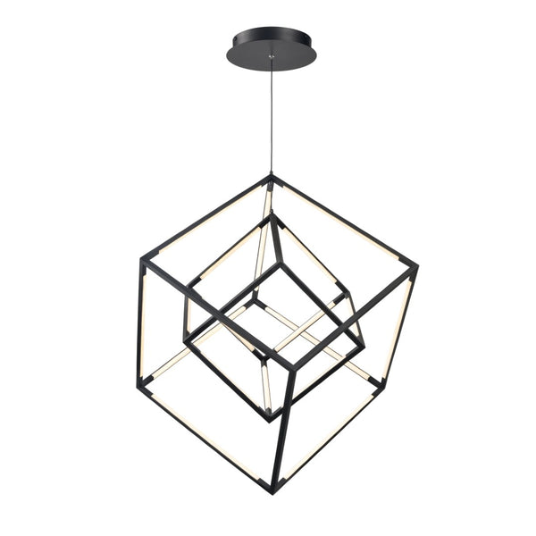 Atlas Cube Squared 17.75'' LED Chandelier - Matte Black, Modern Design for Entryways & Dining Rooms CL11143-BK