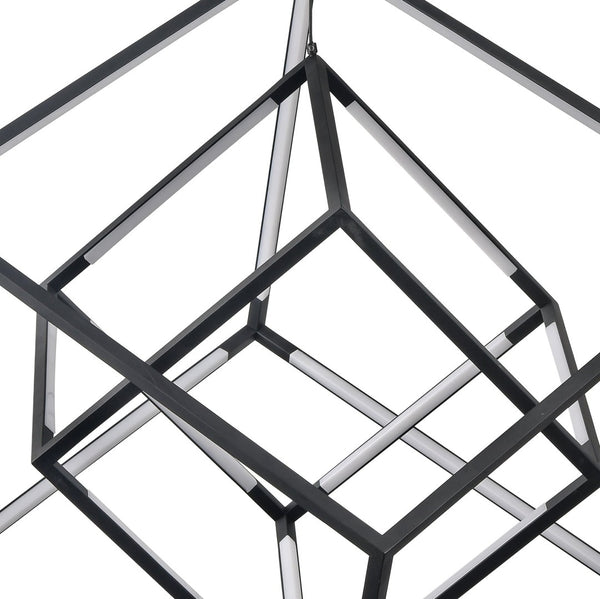 Atlas Cube Squared 17.75'' LED Chandelier - Matte Black, Modern Design for Entryways & Dining Rooms CL11143-BK