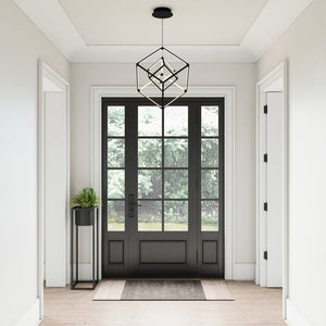 Atlas Cube Squared 17.75'' LED Chandelier - Matte Black, Modern Design for Entryways & Dining Rooms CL11143-BK
