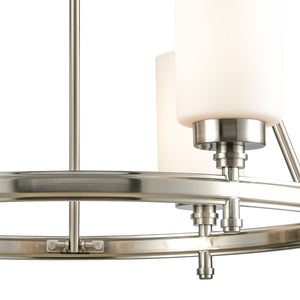 Atlas Dawson Modern 6-Light Chandelier with Opal Glass, Sleek Satin Finish, Perfect for Stylish Interiors Satin Nickel 25'' CL11144-NK