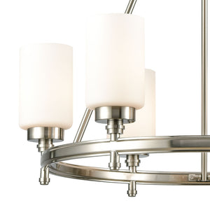 Atlas Dawson Modern 6-Light Chandelier with Opal Glass, Sleek Satin Finish, Perfect for Stylish Interiors Satin Nickel 25'' CL11144-NK