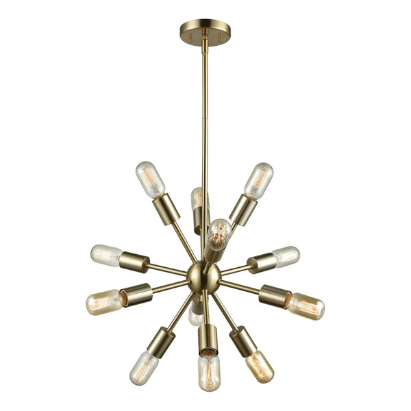 Atlas Delphine 12-Light Starburst Chandelier - Modern Elegance for Contemporary & Mid-Century Spaces Satin Brass 16'' CL11146-BS