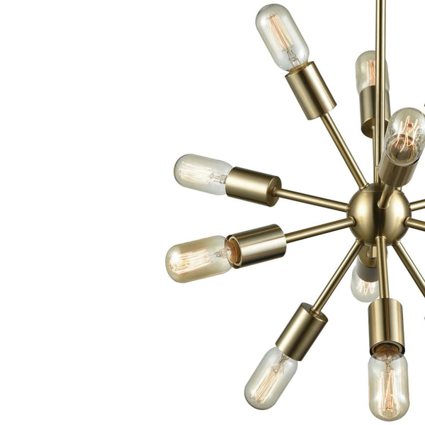 Atlas Delphine 12-Light Starburst Chandelier - Modern Elegance for Contemporary & Mid-Century Spaces Satin Brass 16'' CL11146-BS
