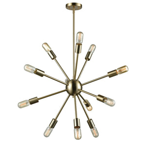 Atlas Delphine 16'' Wide 12-Light Starburst Chandelier - Modern Fixture for Dining Rooms & Living Spaces Satin Brass CL11147-BS