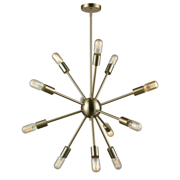 Atlas Delphine 16'' Wide 12-Light Starburst Chandelier - Modern Fixture for Dining Rooms & Living Spaces Satin Brass CL11147-BS
