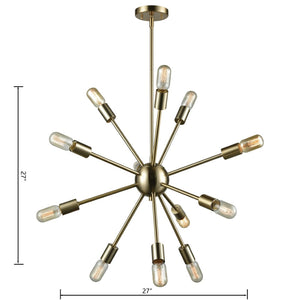 Atlas Delphine 16'' Wide 12-Light Starburst Chandelier - Modern Fixture for Dining Rooms & Living Spaces Satin Brass CL11147-BS