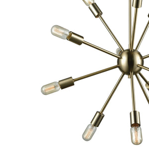 Atlas Delphine 16'' Wide 12-Light Starburst Chandelier - Modern Fixture for Dining Rooms & Living Spaces Satin Brass CL11147-BS