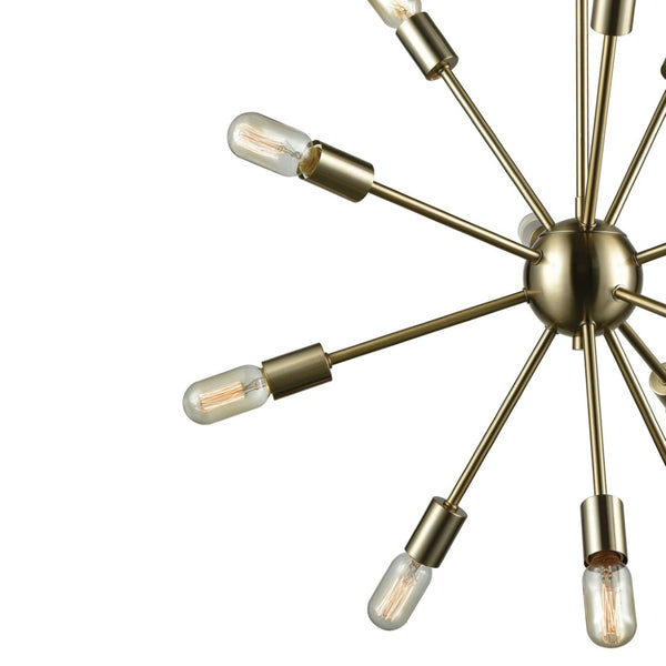Atlas Delphine 16'' Wide 12-Light Starburst Chandelier - Modern Fixture for Dining Rooms & Living Spaces Satin Brass CL11147-BS