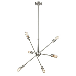 Atlas Delphine 12-Light Starburst Chandelier - Modern Elegance for Contemporary & Mid-Century Spaces Satin Nickel CL11148-NK