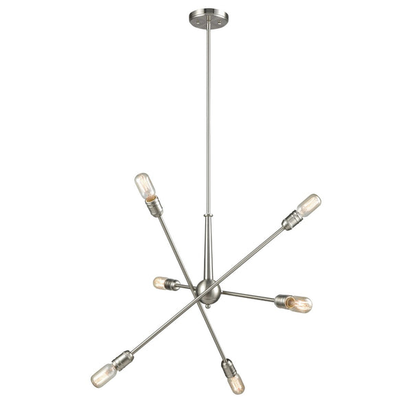 Atlas Delphine 12-Light Starburst Chandelier - Modern Elegance for Contemporary & Mid-Century Spaces Satin Nickel CL11148-NK