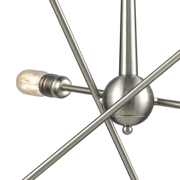 Atlas Delphine 12-Light Starburst Chandelier - Modern Elegance for Contemporary & Mid-Century Spaces Satin Nickel CL11148-NK