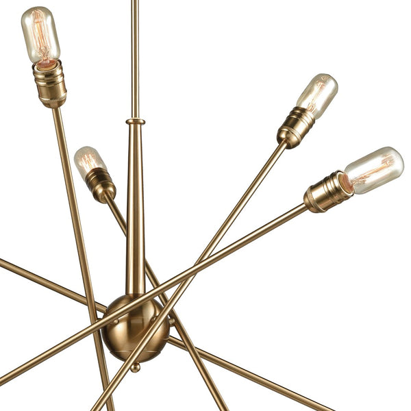 Atlas Delphine 12-Light Starburst Chandelier - Modern Elegance for Contemporary & Mid-Century Spaces Satin Brass 33'' CL11149-BS