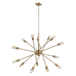 Atlas Delphine 38'' Wide Starburst Chandelier - 14-Light Modern Elegance for Dining Rooms & Foyers Satin Brass CL11150-BS