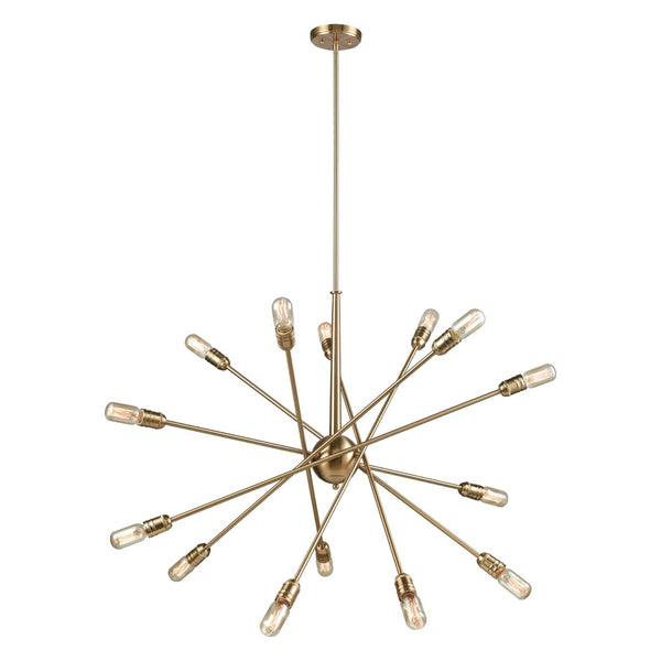 Atlas Delphine 38'' Wide Starburst Chandelier - 14-Light Modern Elegance for Dining Rooms & Foyers Satin Brass CL11150-BS