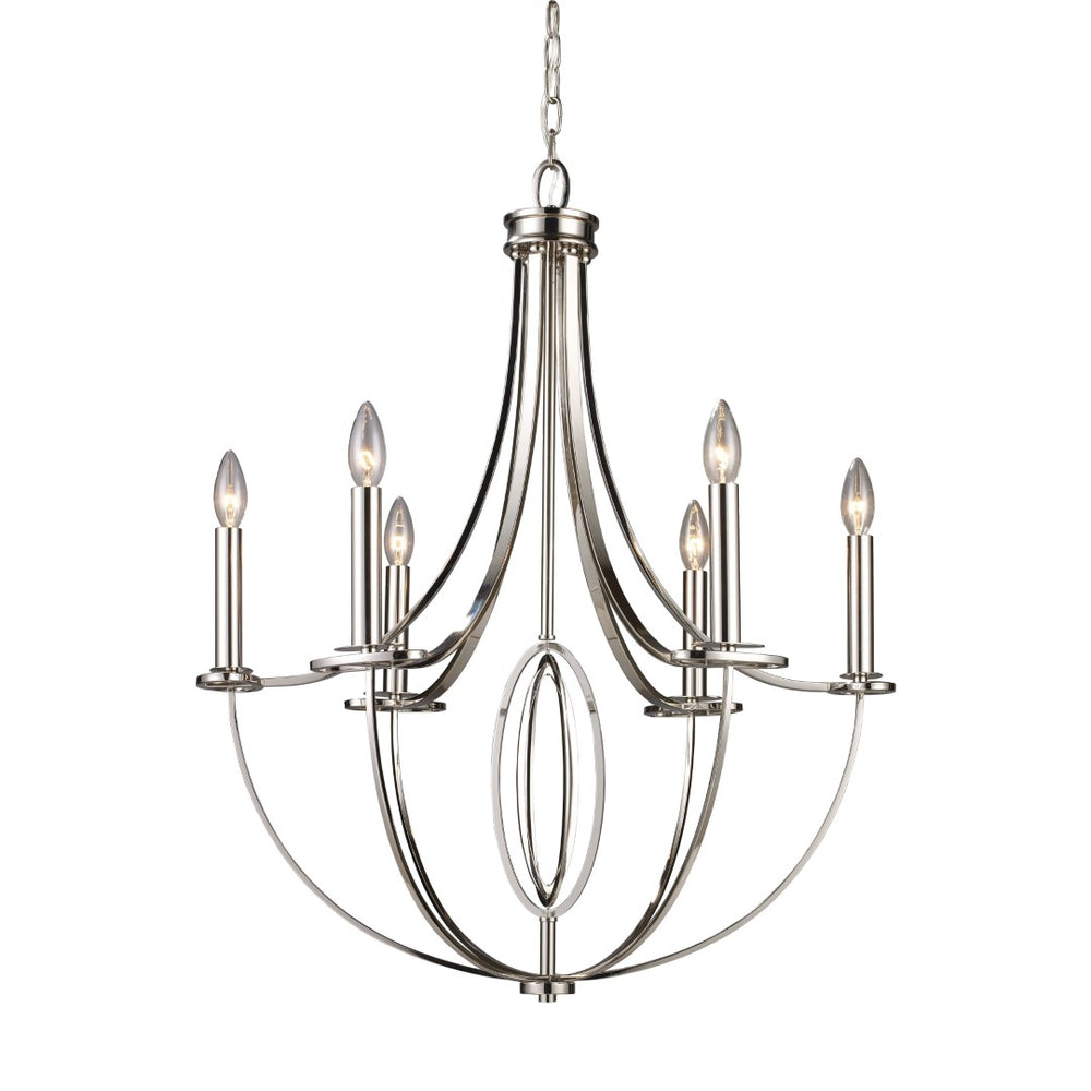 Atlas Dione 25" Wide 6-Light Chandelier - Modern Elegance in Polished Nickel for Stylish Home Decor CL11154-NK