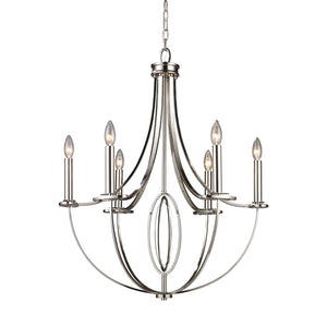 Atlas Dione 25" Wide 6-Light Chandelier - Modern Elegance in Polished Nickel for Stylish Home Decor CL11154-NK