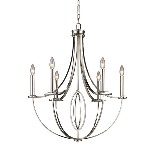 Atlas Dione 25" Wide 6-Light Chandelier - Modern Elegance in Polished Nickel for Stylish Home Decor CL11154-NK