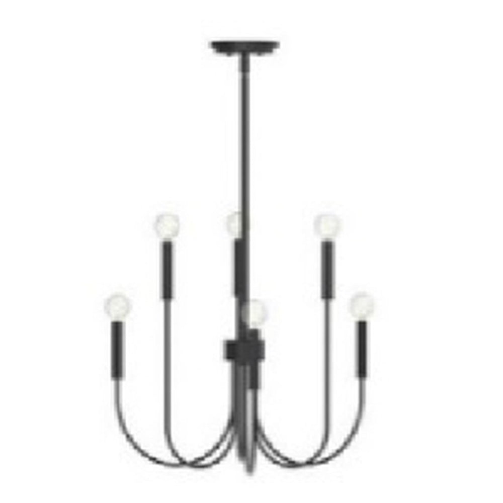 Atlas Cary 24" Wide 6-Light Chandelier - Modern Matte Black Candelabra for Elegant Home Illumination CL11155-BK