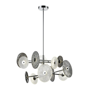 Atlas Dream Catcher 37'' Wide LED Chandelier - Polished Chrome, Textured Glass Disks for Modern Spaces CL11157-CH
