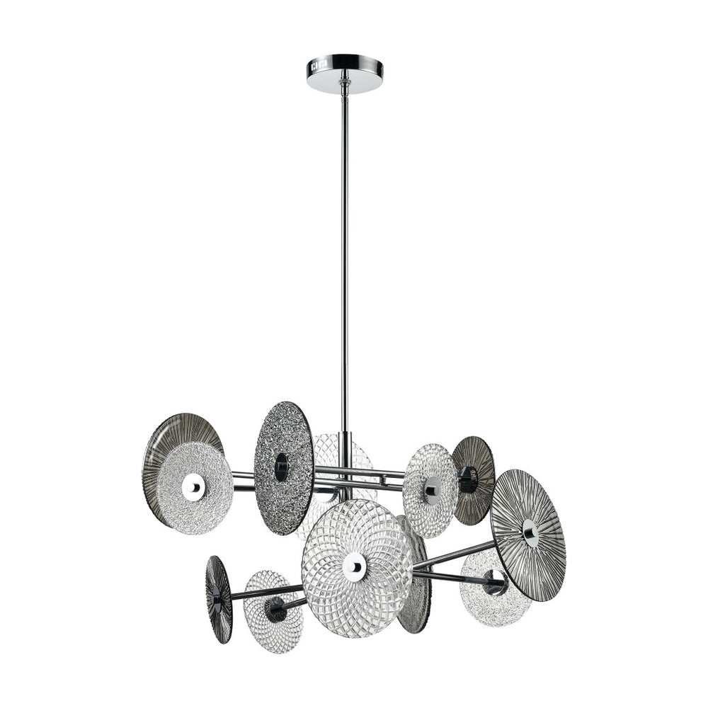 Atlas Dream Catcher 37'' Wide LED Chandelier - Polished Chrome, Textured Glass Disks for Modern Spaces CL11157-CH