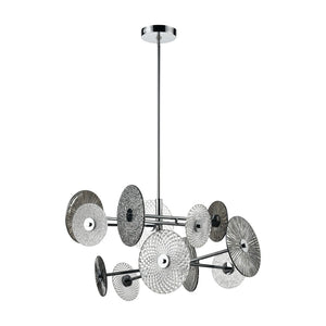 Atlas Dream Catcher 37'' Wide LED Chandelier - Polished Chrome, Textured Glass Disks for Modern Spaces CL11157-CH