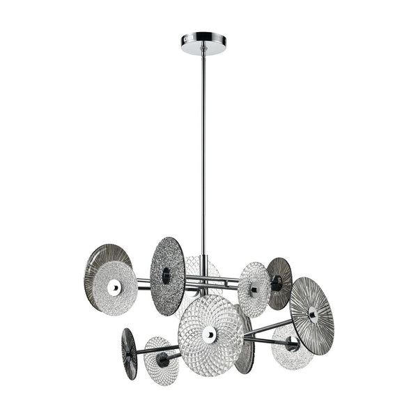 Atlas Dream Catcher 37'' Wide LED Chandelier - Polished Chrome, Textured Glass Disks for Modern Spaces CL11157-CH