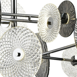 Atlas Dream Catcher 37'' Wide LED Chandelier - Polished Chrome, Textured Glass Disks for Modern Spaces CL11157-CH