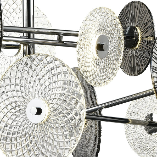 Atlas Dream Catcher 37'' Wide LED Chandelier - Polished Chrome, Textured Glass Disks for Modern Spaces CL11157-CH