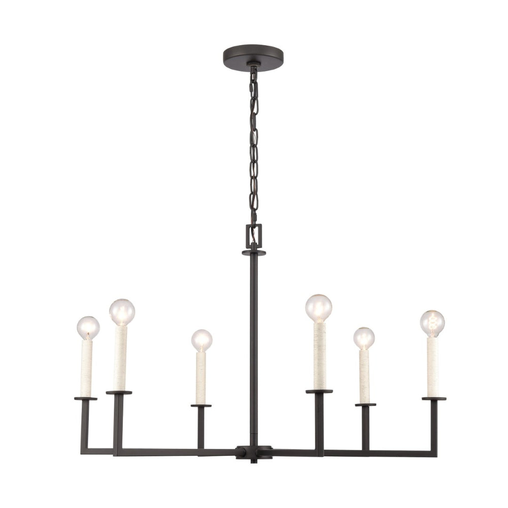 Atlas Dunne 30'' Wide 6-Light Chandelier – Modern Sculptural Design for Contemporary Home Elegance Matte Black CL11158-BK