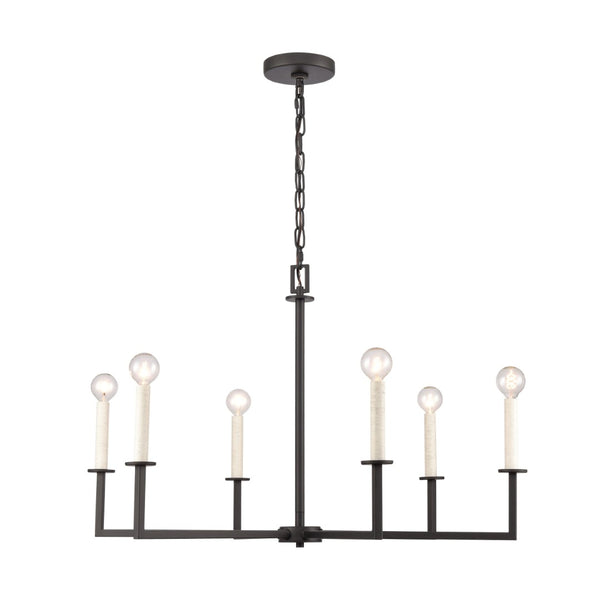 Atlas Dunne 30'' Wide 6-Light Chandelier – Modern Sculptural Design for Contemporary Home Elegance Matte Black CL11158-BK