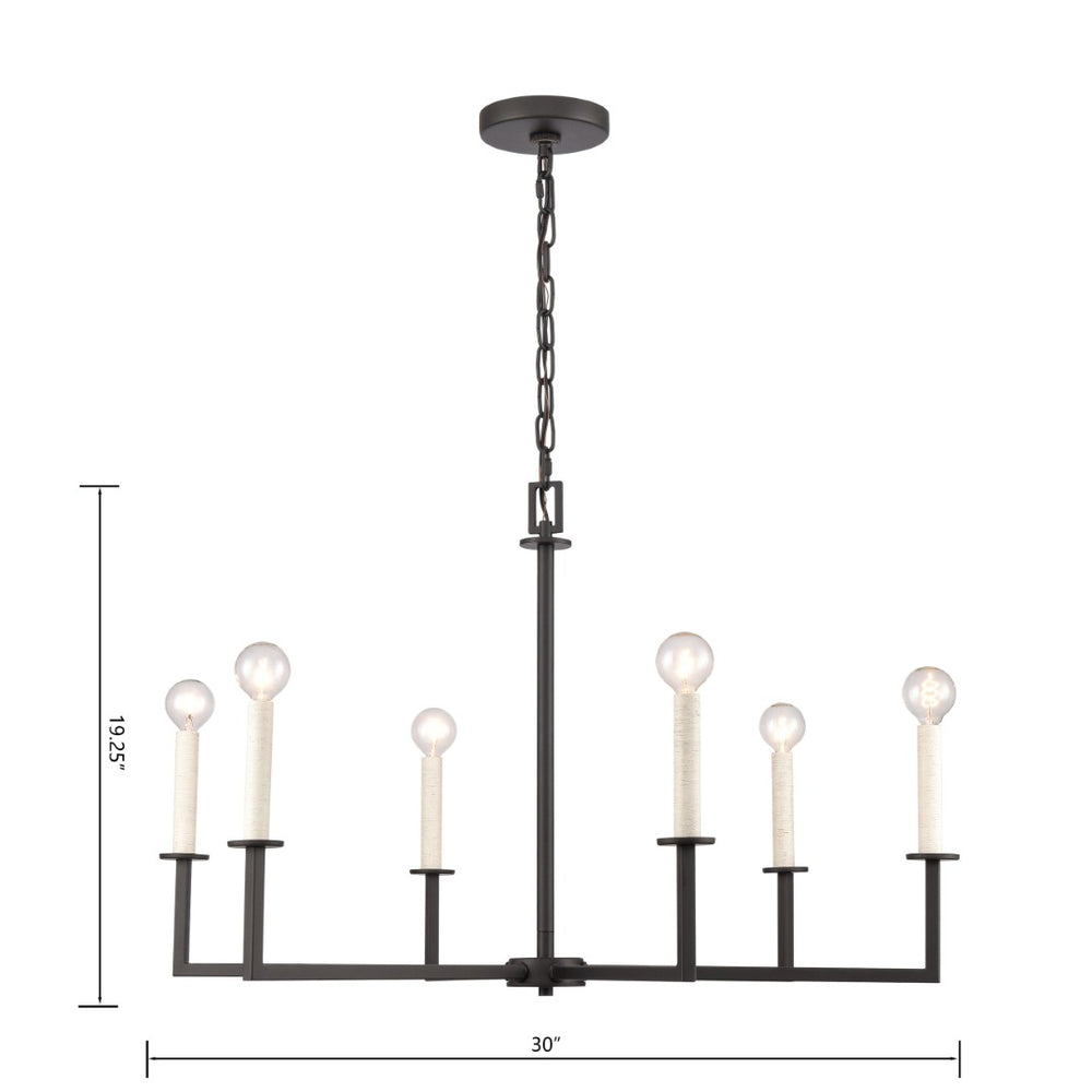 Atlas Dunne 30'' Wide 6-Light Chandelier – Modern Sculptural Design for Contemporary Home Elegance Matte Black CL11158-BK