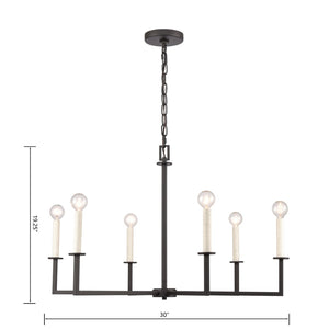 Atlas Dunne 30'' Wide 6-Light Chandelier – Modern Sculptural Design for Contemporary Home Elegance Matte Black CL11158-BK