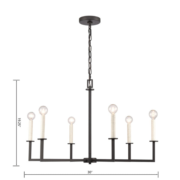 Atlas Dunne 30'' Wide 6-Light Chandelier – Modern Sculptural Design for Contemporary Home Elegance Matte Black CL11158-BK