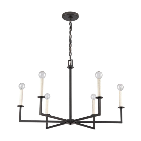 Atlas Dunne 30'' Wide 6-Light Chandelier – Modern Sculptural Design for Contemporary Home Elegance Matte Black CL11158-BK