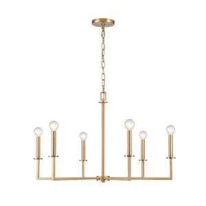 Atlas Dunne 30'' Wide 6-Light Chandelier – Modern Sculptural Design for Contemporary Home Elegance Lacquered Brass CL11158-BS