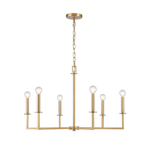 Atlas Dunne 30'' Wide 6-Light Chandelier – Modern Sculptural Design for Contemporary Home Elegance Lacquered Brass CL11158-BS
