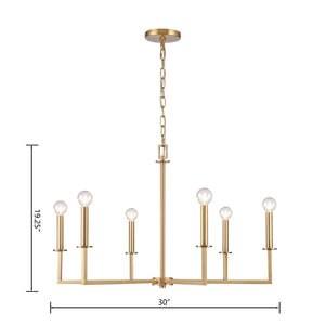 Atlas Dunne 30'' Wide 6-Light Chandelier – Modern Sculptural Design for Contemporary Home Elegance Lacquered Brass CL11158-BS