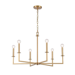 Atlas Dunne 30'' Wide 6-Light Chandelier – Modern Sculptural Design for Contemporary Home Elegance Lacquered Brass CL11158-BS