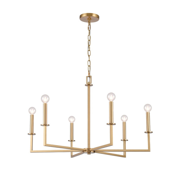 Atlas Dunne 30'' Wide 6-Light Chandelier – Modern Sculptural Design for Contemporary Home Elegance Lacquered Brass CL11158-BS