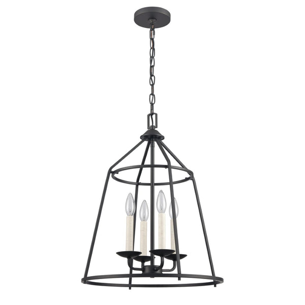 Atlas Ellisville 4-Light Chandelier - Elegant Indoor Lighting for Cozy Dining Areas and Entryways Matte Black CL11161-BK