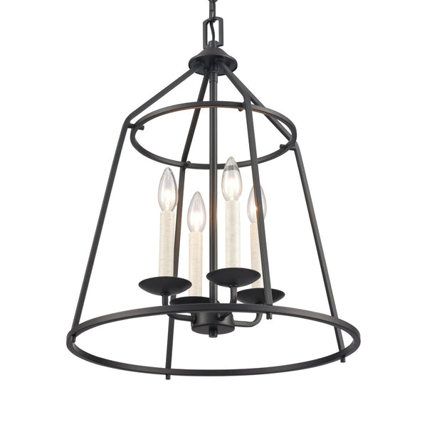 Atlas Ellisville 4-Light Chandelier - Elegant Indoor Lighting for Cozy Dining Areas and Entryways Matte Black CL11161-BK